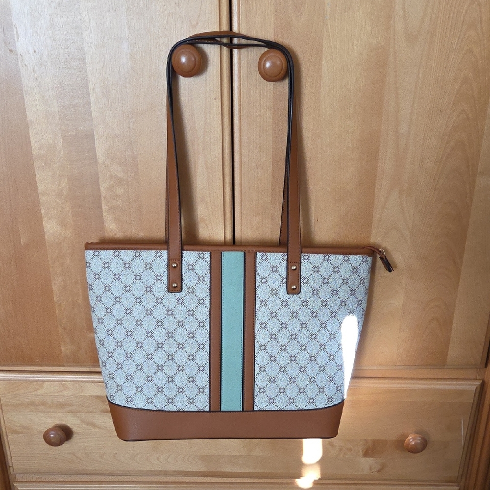 Elegant Brown and Green Tote Bag